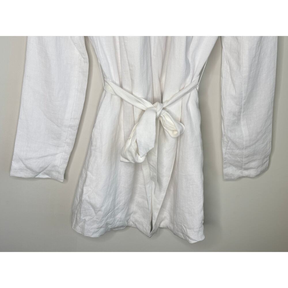 Rumer Lou Lou Long Sleeve Notch Lapel Mini Blazer Dress White Linen Size XS NWT - Picture 4 of 11